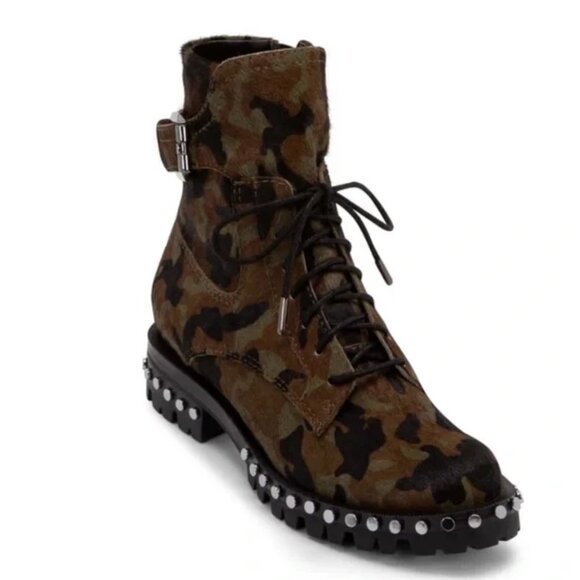 Dolce Vita Prest Lace Up Boot Camo Grunge Combat Moto Studded Streetwear Y2K 7 - Picture 1 of 7